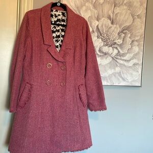CAbi Madison Avenue Tweed Coat in PInk